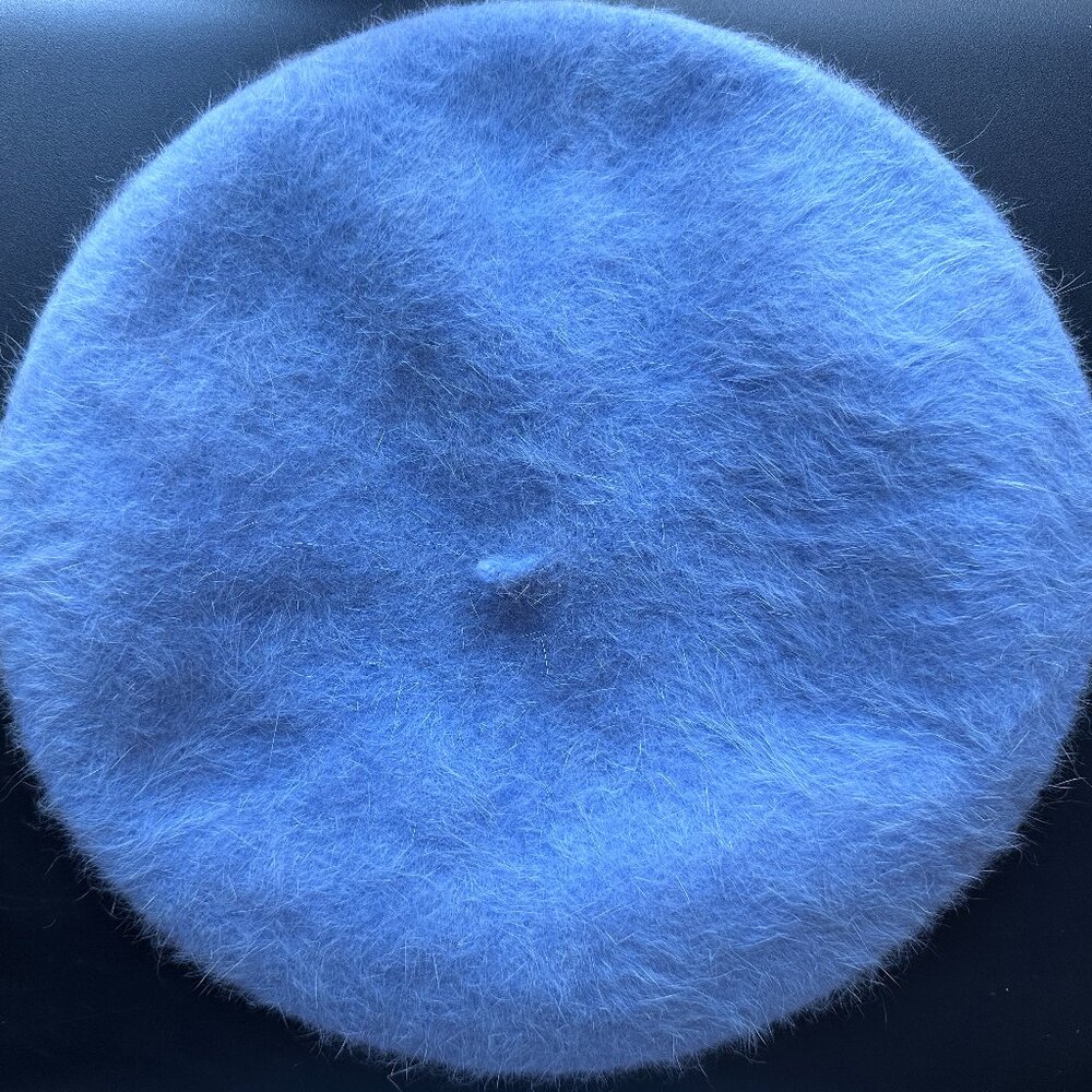 Vintage Fuzzy Blue Angora Wool Beret – Made in France by Corinne